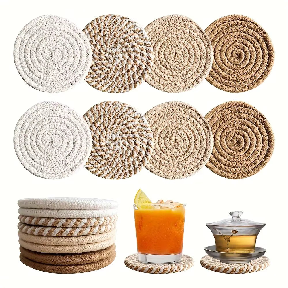 Minimalist Cotton Fabric Coaster Set | 4-Drink Mats