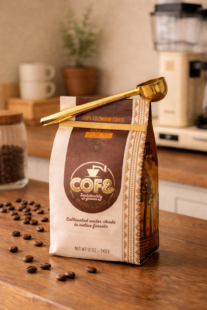 2-in-1 Gold Coffee Scoop