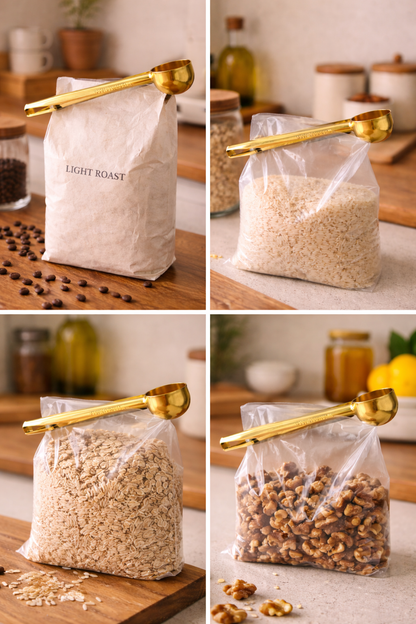 2-in-1 Gold Coffee Scoop